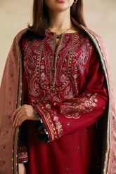 Kp602-WINTER 3-Pc Embroidered Dhanak Suit with Heavy Embroidered Dhanak Shawll